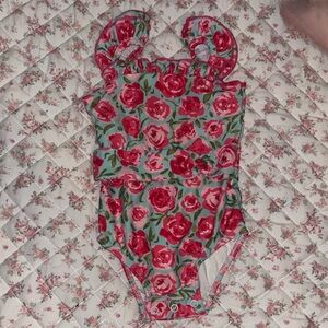 SweetHoney Pink Floral Kids Swim One Piece